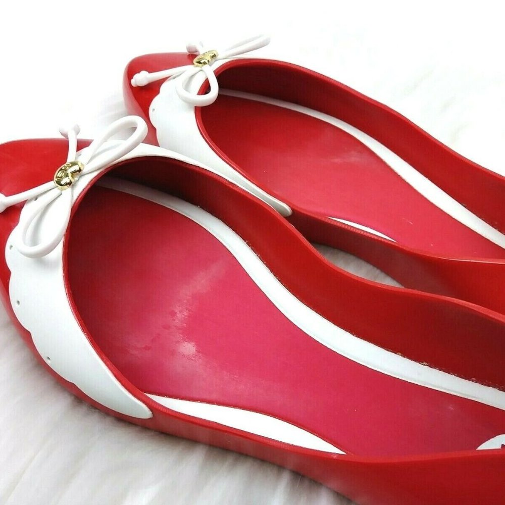 Dreamed by Melissa Red Rubber Pointed Toe Flats - Picture 3 of 8